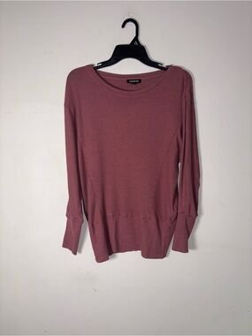 Express Mauve Ribbed Tunic Sweater Batwing Sleeve Women’s Size SP